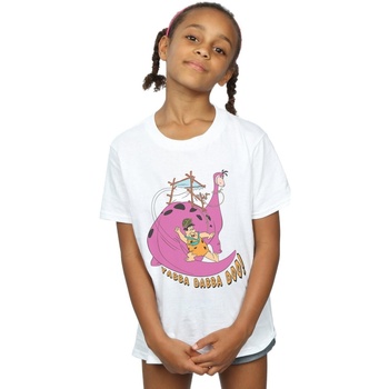 Abbigliamento Bambina T-shirts a maniche lunghe The Flintstones Yabba Dabba Doo Bianco