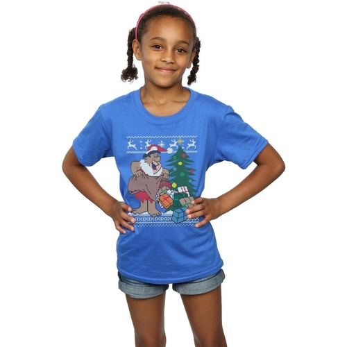 Abbigliamento Bambina T-shirts a maniche lunghe The Flintstones Christmas Fair Isle Blu