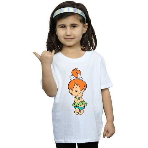 Abbigliamento Bambina T-shirts a maniche lunghe The Flintstones Pebbles Flintstone Bianco