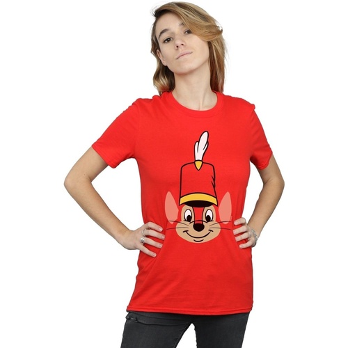 Abbigliamento Donna T-shirts a maniche lunghe Disney Dumbo Timothy Q Mouse Rosso