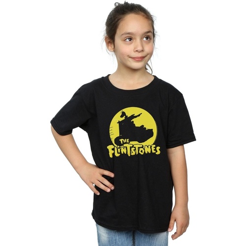 Abbigliamento Bambina T-shirts a maniche lunghe The Flintstones Car Silhouette Nero