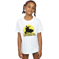 Abbigliamento Bambina T-shirts a maniche lunghe The Flintstones Car Silhouette Bianco