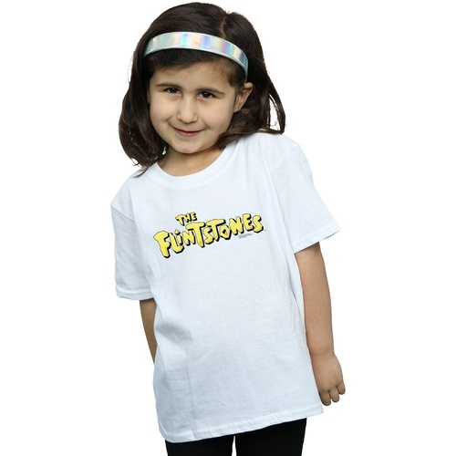 Abbigliamento Bambina T-shirts a maniche lunghe The Flintstones Original Logo Bianco