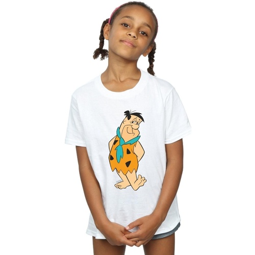 Abbigliamento Bambina T-shirts a maniche lunghe The Flintstones Fred Flintstone Kick Bianco