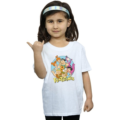 Abbigliamento Bambina T-shirts a maniche lunghe The Flintstones Group Circle Bianco