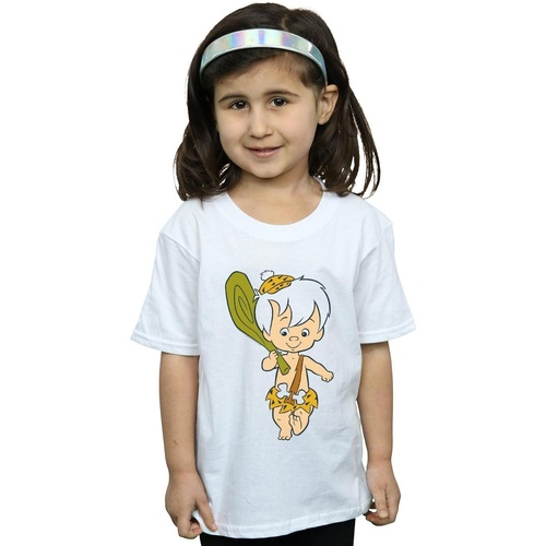 Abbigliamento Bambina T-shirts a maniche lunghe The Flintstones Bamm Bamm Classic Pose Bianco