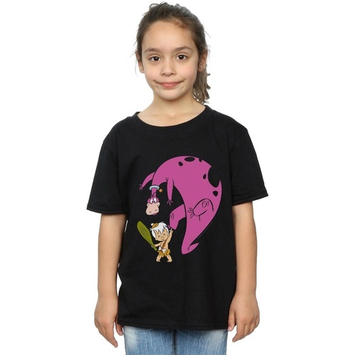 Abbigliamento Bambina T-shirts a maniche lunghe The Flintstones Bamm Bamm And Dino Nero