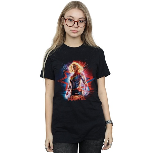Abbigliamento Donna T-shirts a maniche lunghe Marvel Captain  Poster Nero