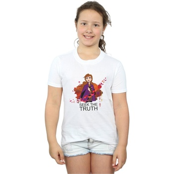 Abbigliamento Bambina T-shirts a maniche lunghe Disney Frozen 2 Anna Seek The Truth Wind Bianco