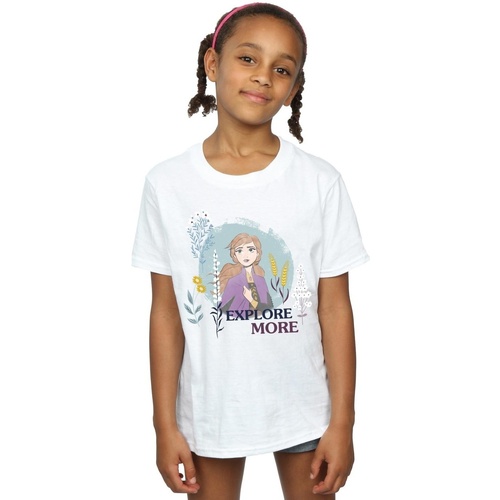 Abbigliamento Bambina T-shirts a maniche lunghe Disney Frozen 2 Anna Explore More Bianco