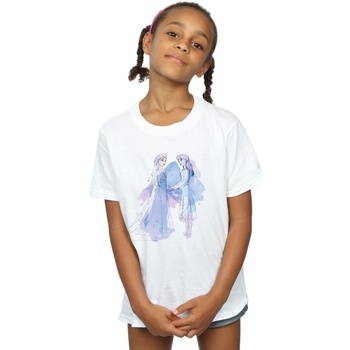 Abbigliamento Bambina T-shirts a maniche lunghe Disney Frozen 2 Elsa Anna Sisters Sketch Bianco