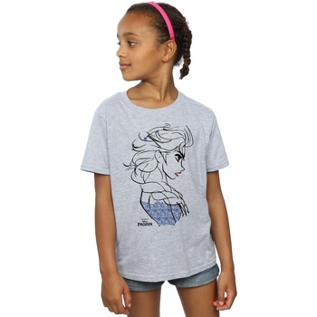 Abbigliamento Bambina T-shirts a maniche lunghe Disney Frozen Elsa Sketch Grigio