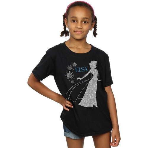 Abbigliamento Bambina T-shirts a maniche lunghe Disney Frozen Elsa Christmas Silhouette Nero