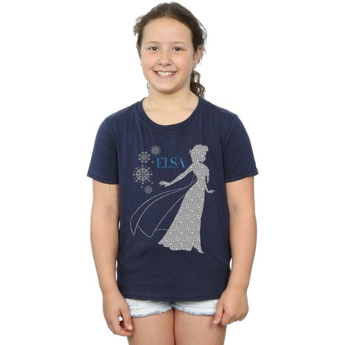 Abbigliamento Bambina T-shirts a maniche lunghe Disney Frozen Elsa Christmas Silhouette Blu