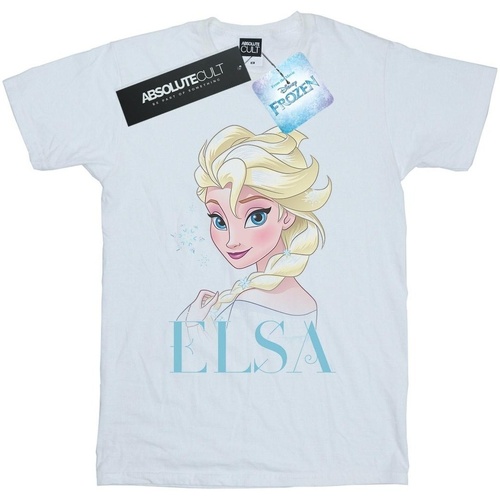 Abbigliamento Bambina T-shirts a maniche lunghe Disney Frozen Elsa Snowflake Portrait Bianco
