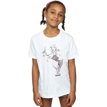 Abbigliamento Bambina T-shirts a maniche lunghe Disney Frozen Sven And Olaf Christmas Ornaments Bianco