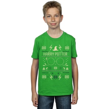 Abbigliamento Bambino T-shirt maniche corte Harry Potter Christmas Pattern Verde