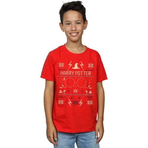 Abbigliamento Bambino T-shirt maniche corte Harry Potter Christmas Pattern Rosso