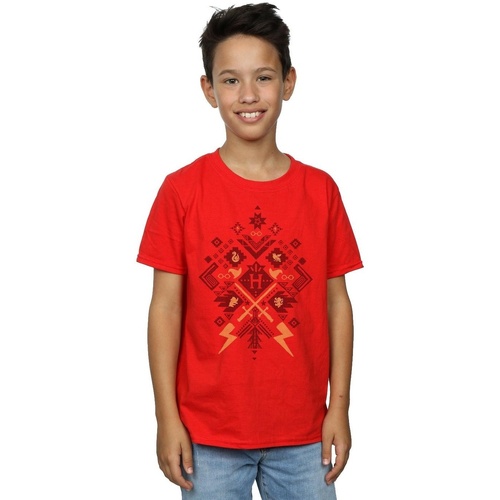 Abbigliamento Bambino T-shirt maniche corte Harry Potter Christmas Fair Isle Rosso