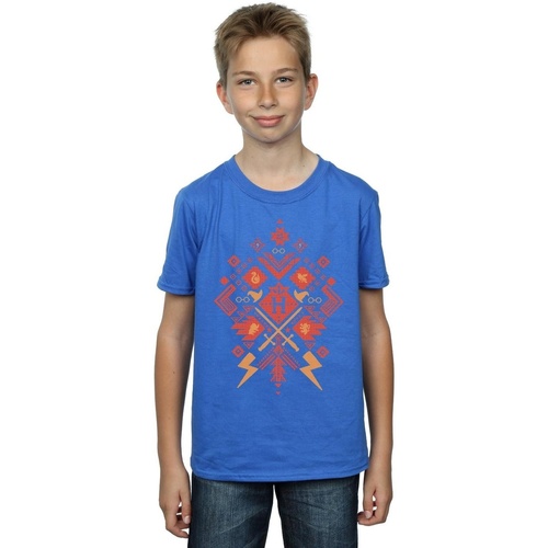 Abbigliamento Bambino T-shirt maniche corte Harry Potter Christmas Fair Isle Blu
