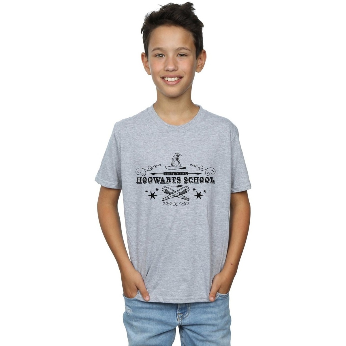 Abbigliamento Bambino T-shirt maniche corte Harry Potter Hogwarts First Year Grigio
