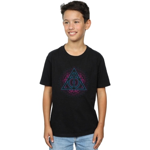 Abbigliamento Bambino T-shirt & Polo Harry Potter Neon Deathly Hallows Nero
