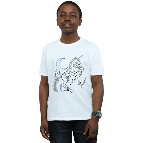Abbigliamento Bambino T-shirt & Polo Harry Potter Unicorn Line Art Bianco
