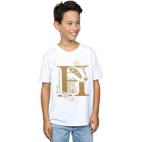 Abbigliamento Bambino T-shirt maniche corte Harry Potter Hufflepuff Glitter Bianco