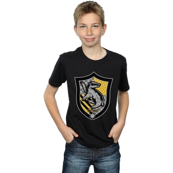 Abbigliamento Bambino T-shirt maniche corte Harry Potter Hufflepuff Crest Flat Nero
