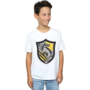 Abbigliamento Bambino T-shirt maniche corte Harry Potter Hufflepuff Crest Flat Bianco