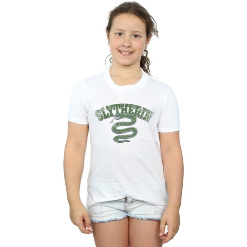 Abbigliamento Bambina T-shirts a maniche lunghe Harry Potter Slytherin Sport Emblem Bianco
