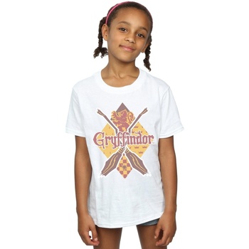 Abbigliamento Bambina T-shirts a maniche lunghe Harry Potter Gryffindor Lozenge Bianco