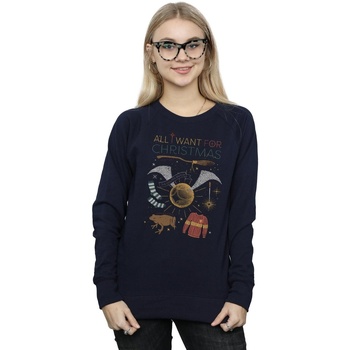 Abbigliamento Donna Felpe Harry Potter All I Want For Christmas Blu
