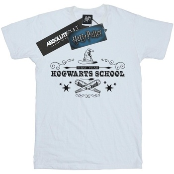 Abbigliamento Bambina T-shirts a maniche lunghe Harry Potter Hogwarts First Year Bianco