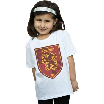 Abbigliamento Bambina T-shirts a maniche lunghe Harry Potter Gryffindor Crest Flat Bianco