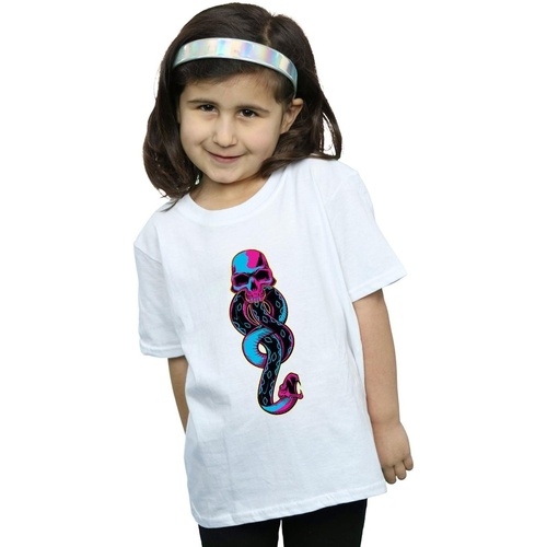Abbigliamento Bambina T-shirts a maniche lunghe Harry Potter Neon Dark Mark Bianco