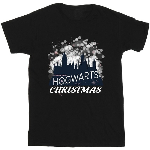 Abbigliamento Bambino T-shirt maniche corte Harry Potter Hogwarts Christmas Nero