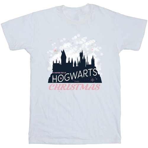 Abbigliamento Bambino T-shirt maniche corte Harry Potter Hogwarts Christmas Bianco