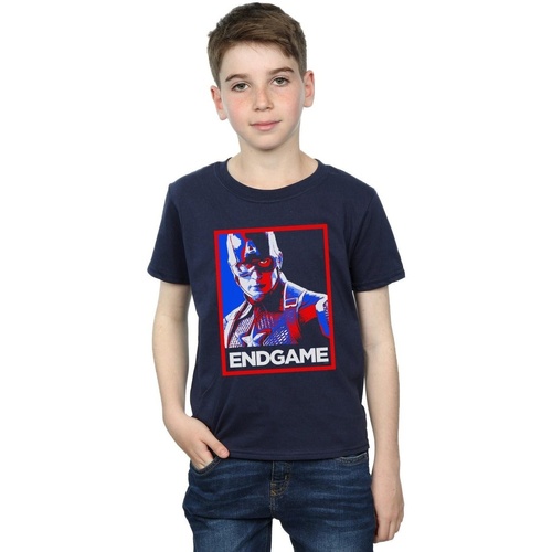 Abbigliamento Bambino T-shirt maniche corte Marvel Avengers Endgame Captain America Poster Blu