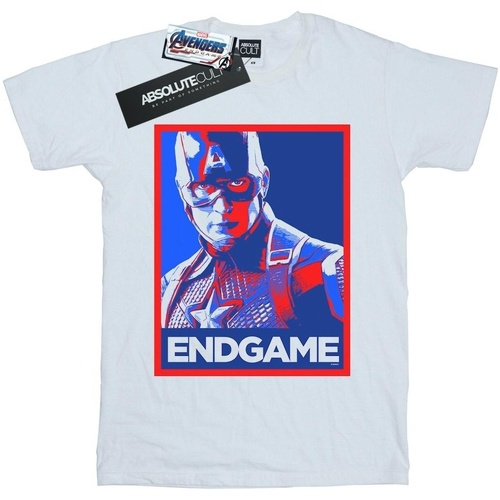 Abbigliamento Bambina T-shirts a maniche lunghe Marvel Avengers Endgame Captain America Poster Bianco