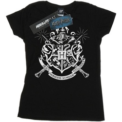 Abbigliamento Donna T-shirts a maniche lunghe Harry Potter Hogwarts Badge Wands Nero
