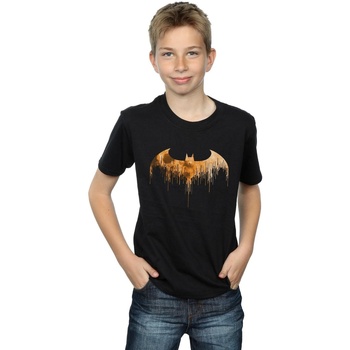 Abbigliamento Bambino T-shirt maniche corte Dc Comics Batman Arkham Knight Halloween Moon Logo Fill Nero