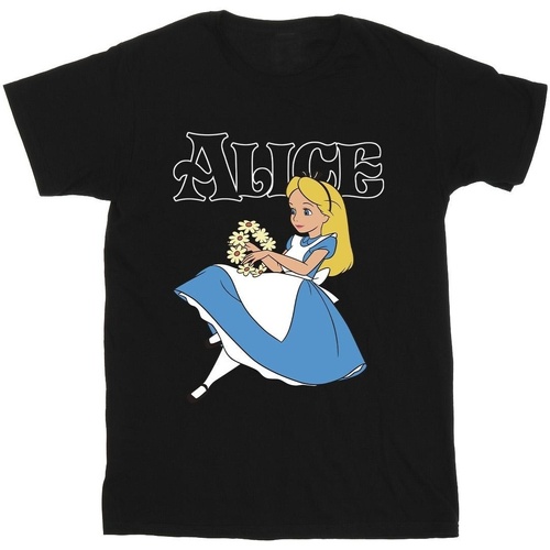 Abbigliamento Bambino T-shirt maniche corte Disney Alice In Wonderland Flowers Nero