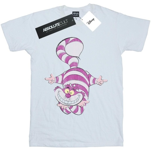 Abbigliamento Bambina T-shirts a maniche lunghe Disney Alice In Wonderland Cheshire Cat Upside Down Bianco
