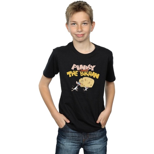 Abbigliamento Bambino T-shirt maniche corte Animaniacs Pinky And The Brain Cheese Head Nero