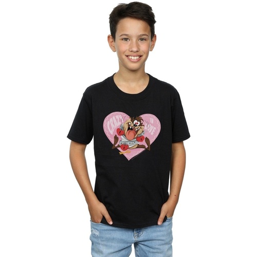 Abbigliamento Bambino T-shirt maniche corte Dessins Animés Taz Valentine's Day Crazy In Love Nero