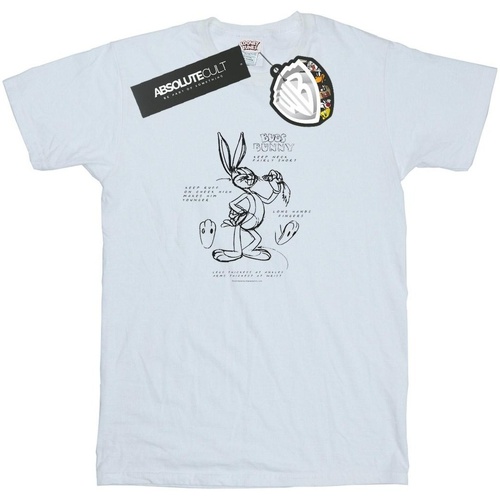 Abbigliamento Bambino T-shirt maniche corte Dessins Animés Bugs Bunny Drawing Instruction Bianco