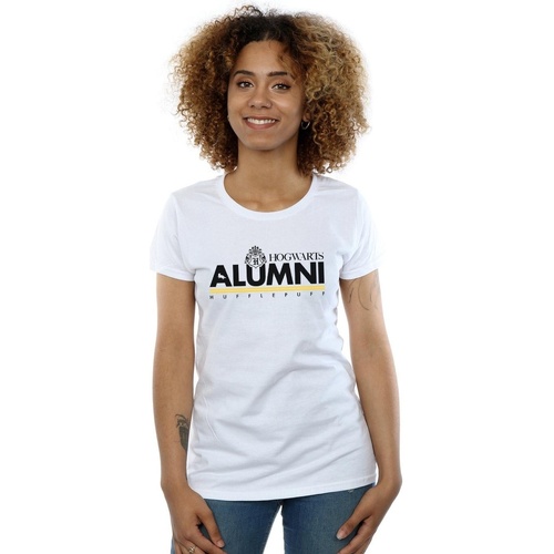 Abbigliamento Donna T-shirts a maniche lunghe Harry Potter Hogwarts Alumni Hufflepuff Bianco