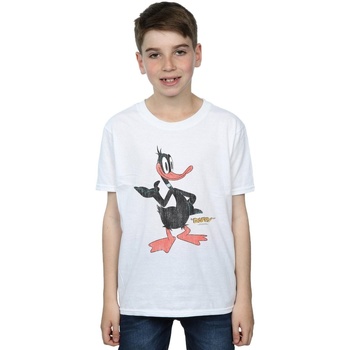 Abbigliamento Bambino T-shirt maniche corte Dessins Animés Daffy Duck Distressed Bianco
