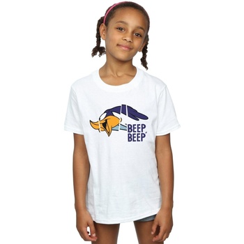 Abbigliamento Bambina T-shirts a maniche lunghe Dessins Animés Road Runner Beep Beep Bianco